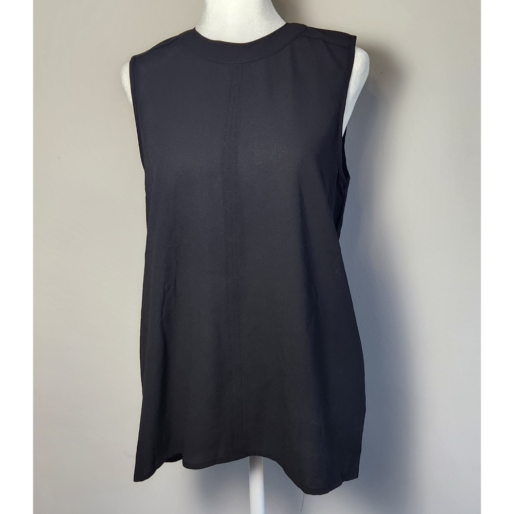 Paper Crane Blouse Women's Medium Black Sleeveless Back Zipper‎ Casual Work Top